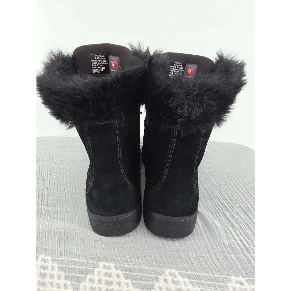 LL Bean Wildcat Boots Black Suede Faux Fur PrimaLoft Winter Snow Womens 8 Medium